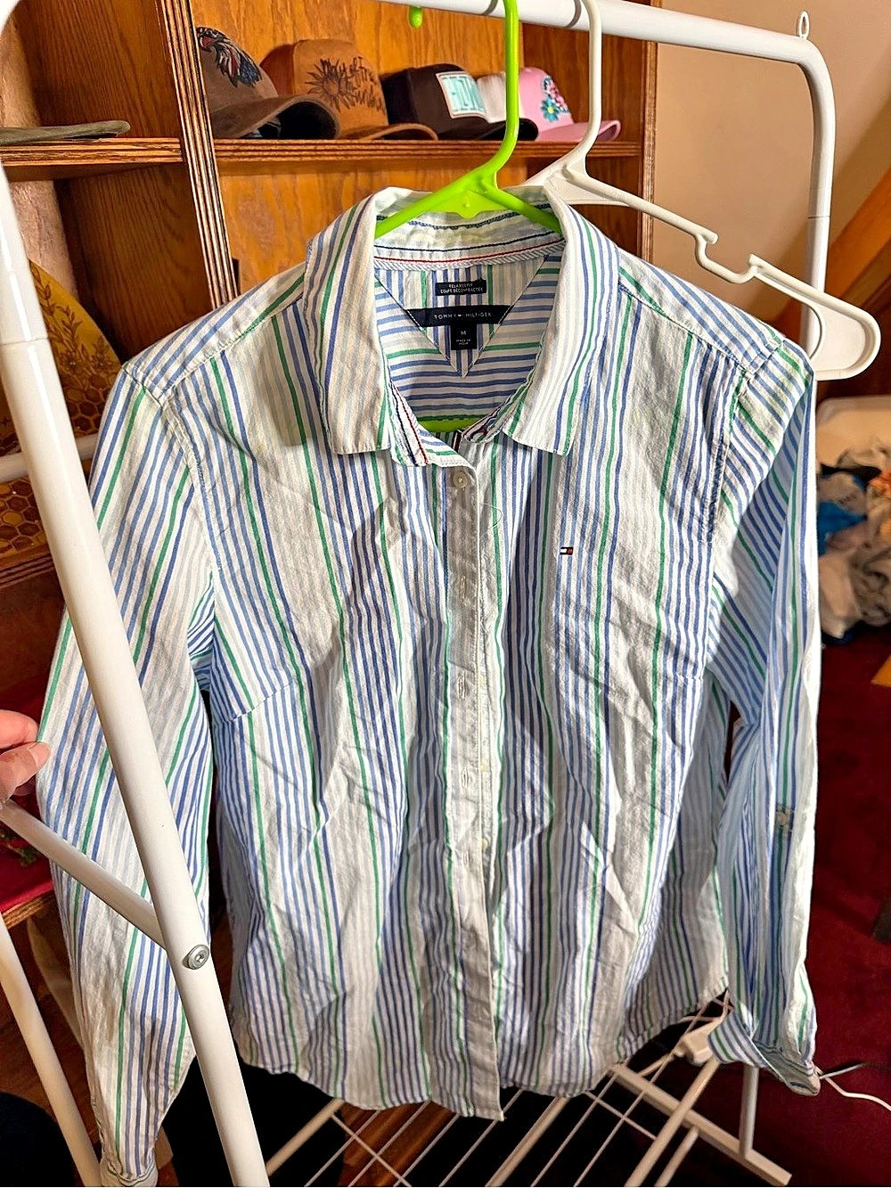 Tommy Hilfiger Relaxed Fit Striped Button Down Shirt Men's Medium